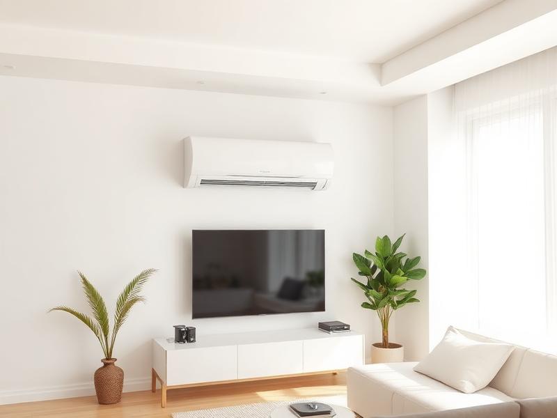 Climatiseur mural split blanc dans un salon